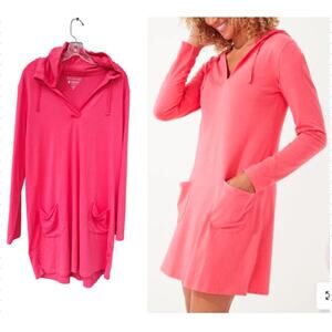 Coolibar UPF 50+ UV Sun Protection Coral Pink Hoodie Dress Size XL Cotton Blend